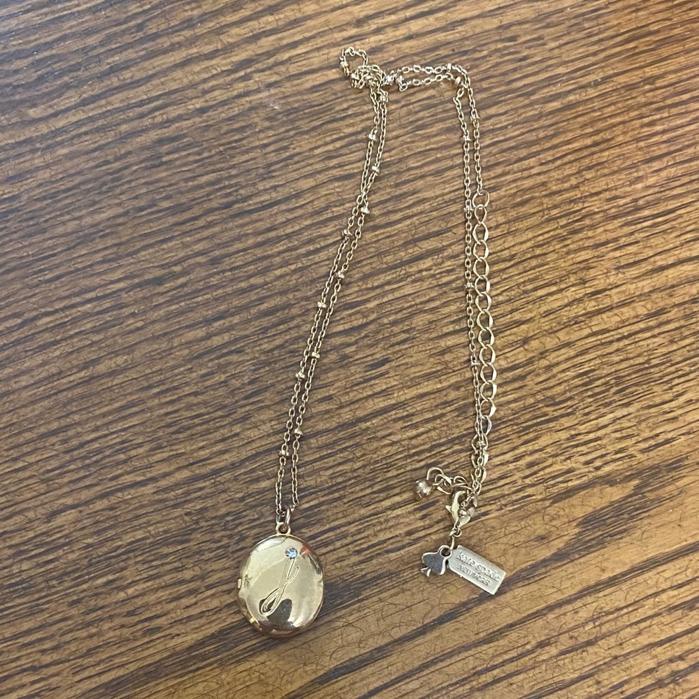 Kate Spade Gold Locket Necklace with Charm